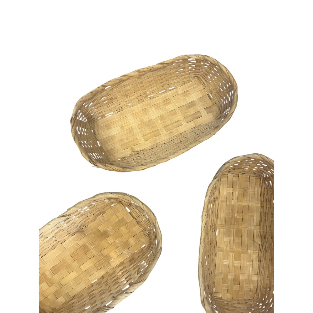 Handwoven Wicker Basket Set Oval Boho Wall Decor Natural Rattan Cottagecore - Picture 7 of 9